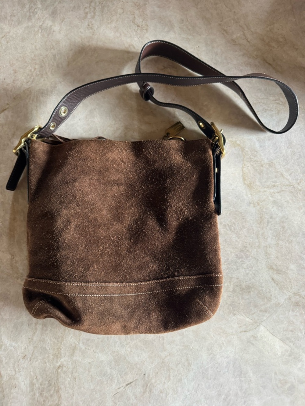 Vintage Coach Brown Suede Crossbody Bag with Tassel - Picture 5 of 9